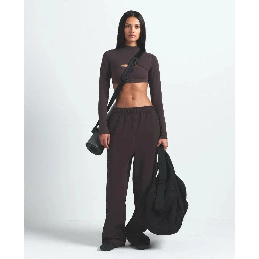 Nike x SKIMS Side Snap Tricot Track Pants Brown Athletic Pants Size Medium M